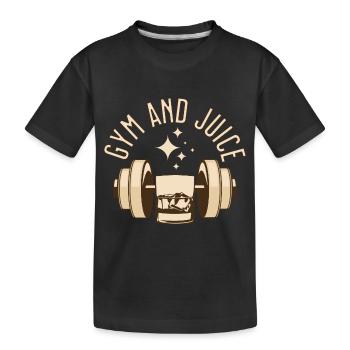Lustiges Fitnessstudio Zitat Fitnessstudio und Saft - Kinder Premium Bio T-Shirt - Schwarz - Vorne