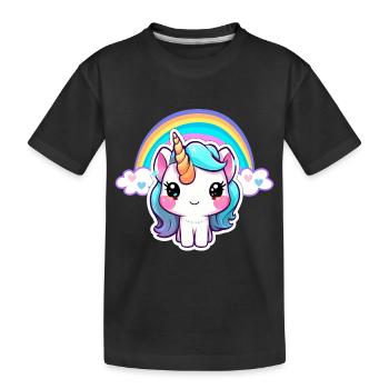Magic unicorn: heart, rainbow and stars - Kids' Premium Organic T-Shirt - black - Front