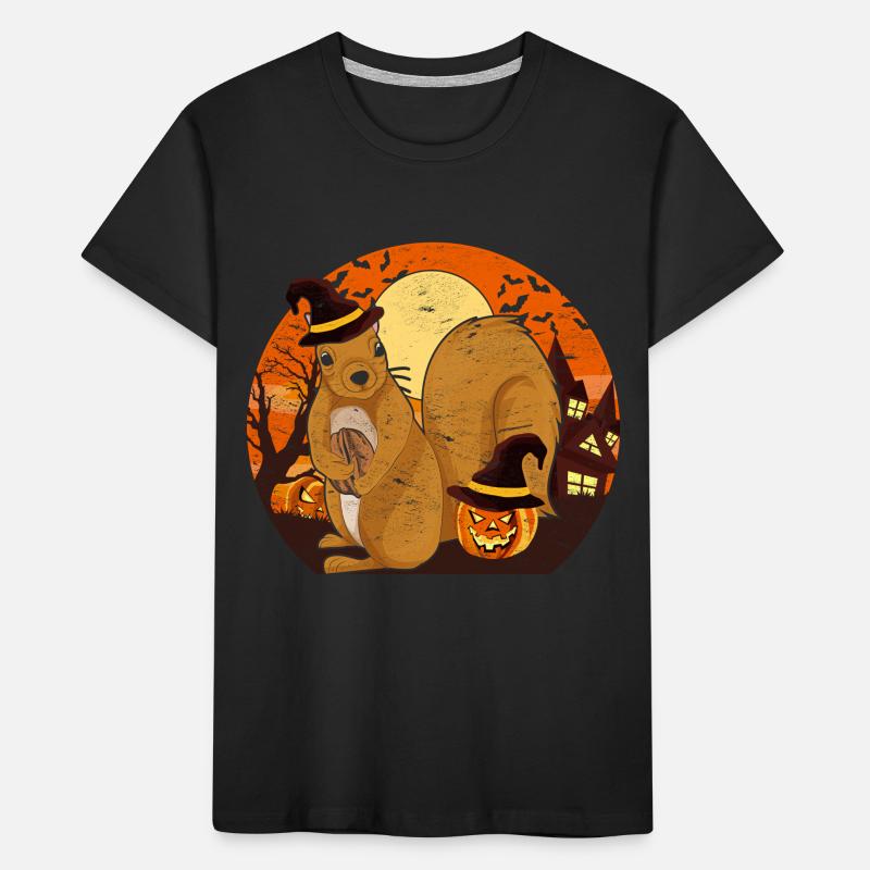 Hexen Hut Tier Geschenk Halloween Eichhörnchen Kinder Premium Bio T-Shirt