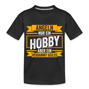 Angel Fischen Angeln Angler - Kinder Premium Bio T-Shirt - Schwarz - Vorne