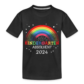 Kindergarten Absolvent 2024 Regenbogen Einschulung - Kinder Premium Bio T-Shirt - Schwarz - Vorne