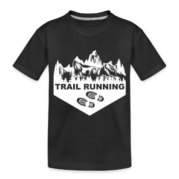 Trail Run Ultra Running Berg Trekking Laufen - Kinder Premium Bio T-Shirt - Schwarz - Vorne