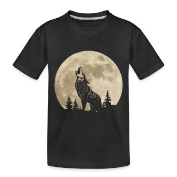 Wolf Mond Wald - Kinder Premium Bio T-Shirt - Schwarz - Vorne