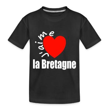 J'aime la Bretagne (ich liebe die Bretagne) - Kinder Premium Bio T-Shirt - Schwarz - Vorne