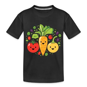 Humorvolles kleines veganes Gemüse - Kinder Premium Bio T-Shirt - Schwarz - Vorne