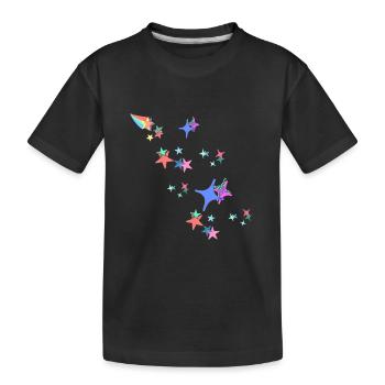 Stars, star, colorful stars, comic - Kids' Premium Organic T-Shirt - black - Front