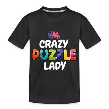 Crazy Puzzle Lady Piece Jigsaw Puzzle - Kinder Premium Bio T-Shirt - Schwarz - Vorne