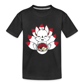 Kitsune Fuchs Kawaii Fuchs Geschenk - Kinder Premium Bio T-Shirt - Schwarz - Vorne