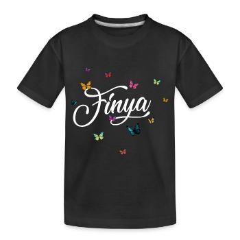 FINYA - Girl's Name with Colorful Butterflies - Kids' Premium Organic T-Shirt - black - Front