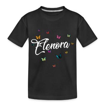 ELENORA - Girl's name with colorful butterflies - Kids' Premium Organic T-Shirt - black - Front