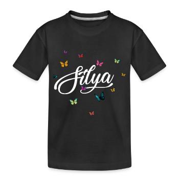 SILYA - Nom de fille avec des papillons colorés - T-shirt bio Premium Enfant - noir - Devant