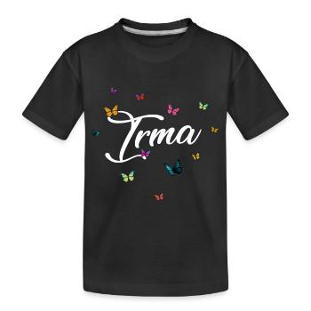 IRMA - Mädchen Name mit bunten Schmetterlingen - Kinder Premium Bio T-Shirt - Schwarz - Vorne