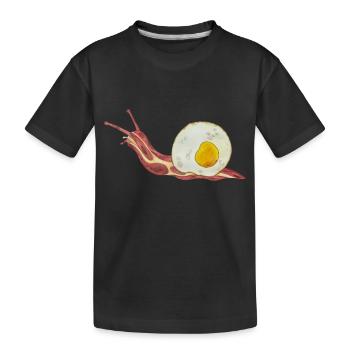 Baconschnecke Bacon and egg Spiegelei - Kinder Premium Bio T-Shirt - Schwarz - Vorne