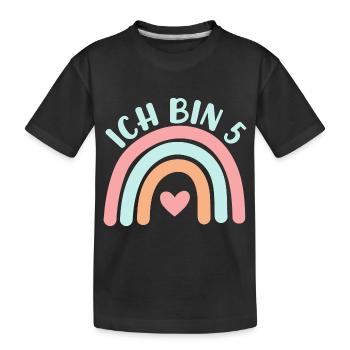 Ich bin 5 niedliche Regenbogen Design Junge Mädche - Kids' Premium Organic T-Shirt - black - Front