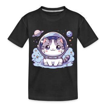 Cute Astro Cat Cute Cat in Space Gift - Kids' Premium Organic T-Shirt - black - Front