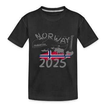 Norvège 2025 Morue avec montagnes et pêche à l’orignal - T-shirt bio Premium Enfant - noir - Devant
