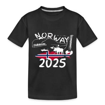 Norvège 2025 Goberge avec montagnes et pêche à l’orignal - T-shirt bio Premium Enfant - noir - Devant
