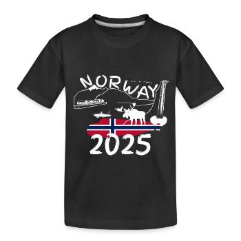 Norvège 2025 Loche avec montagnes Pêche à l’orignal - T-shirt bio Premium Enfant - noir - Devant