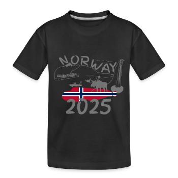 Norvège 2025 Loche avec montagnes Pêche à l’orignal - T-shirt bio Premium Enfant - noir - Devant