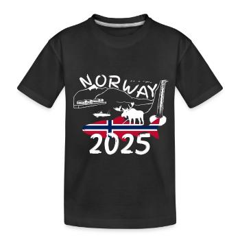 Norvège 2025 Saumon avec montagnes et pêche à l’orignal - T-shirt bio Premium Enfant - noir - Devant