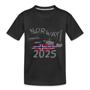 Norvège 2025 Hareng avec montagnes et pêche à l’orignal - T-shirt bio Premium Enfant - noir - Devant