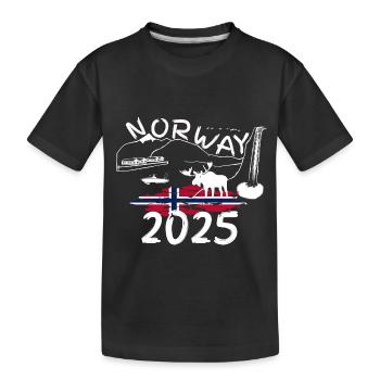 Norvège 2025 Maquereau avec montagnes et pêche à l’orignal - T-shirt bio Premium Enfant - noir - Devant