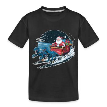 Santa Claus riding a sleigh - Kids' Premium Organic T-Shirt - black - Front