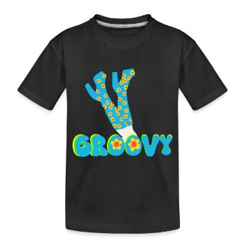 Retro-Vibes Flower Power - Kinder Premium Bio T-Shirt - Schwarz - Vorne