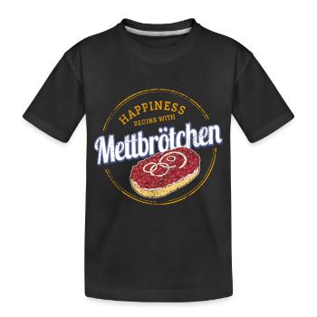 Mettbrötchen Onion Vintage Hackepeter Buns - Kids' Premium Organic T-Shirt - black - Front