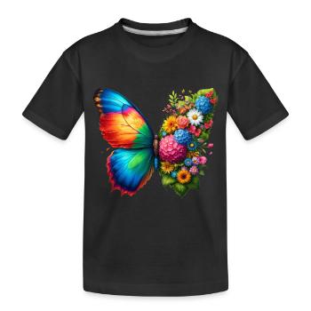 Bunter Schmetterling, von der Natur inspirierte Sommerstimmungen - Kinder Premium Bio T-Shirt - Schwarz - Vorne