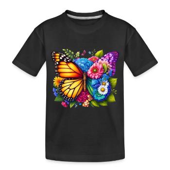 Bunter Schmetterling, von der Natur inspirierte Sommerstimmungen - Kinder Premium Bio T-Shirt - Schwarz - Vorne