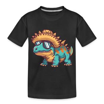 Dinosaurier stegosaurus Sombrero - Kinder Premium Bio T-Shirt - Schwarz - Vorne