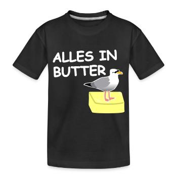Alles in Butter Möwe - Kinder Premium Bio T-Shirt - Schwarz - Vorne