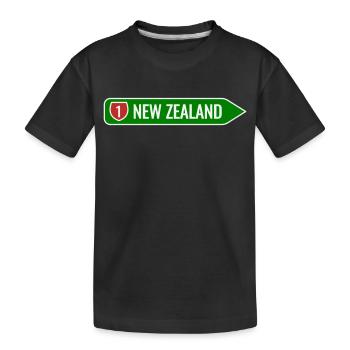 New Zealand Road Sign Arrow – Highway 1 Symbol - Kids' Premium Organic T-Shirt - black - Front