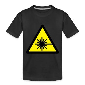 caution_laser_beam_2c - Kids' Premium Organic T-Shirt - black - Front