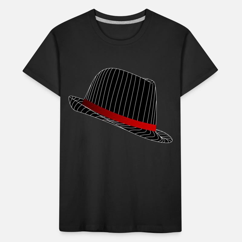Chapeau élégant dans la conception de rayures. T-shirt bio Premium Enfant