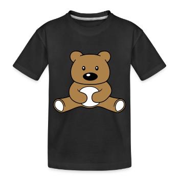 baer suess niedlich sitzen klein comic cartoon cli - Kinder Premium Bio T-Shirt - Schwarz - Vorne