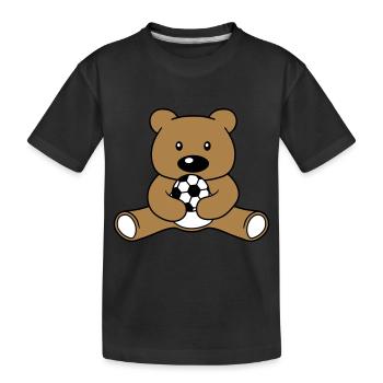 fussball spielen sport verein ball baer suess nied - Kinder Premium Bio T-Shirt - Schwarz - Vorne