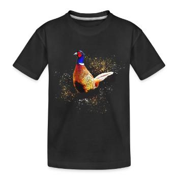 wunderschöner Fasan im Prachtkleid Pheasant - Kinder Premium Bio T-Shirt - Schwarz - Vorne