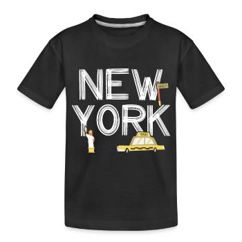 New York Taxi Freiheitsstatue - Kinder Premium Bio T-Shirt - Schwarz - Vorne