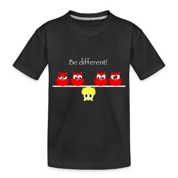 Be different - think different mit kleinen Eulen - Kinder Premium Bio T-Shirt - Schwarz - Vorne