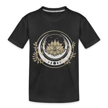 Moon Lotus Flower - Kids' Premium Organic T-Shirt - black - Front