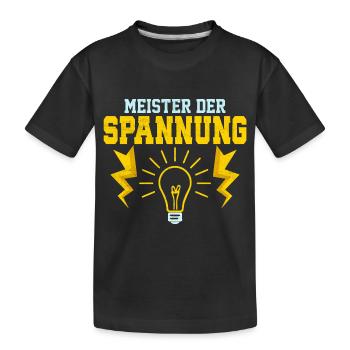 Meister der Spannung Elektriker Elektroniker - Kinder Premium Bio T-Shirt - Schwarz - Vorne