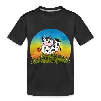 Cow - Kids' Premium Organic T-Shirt - black - Front