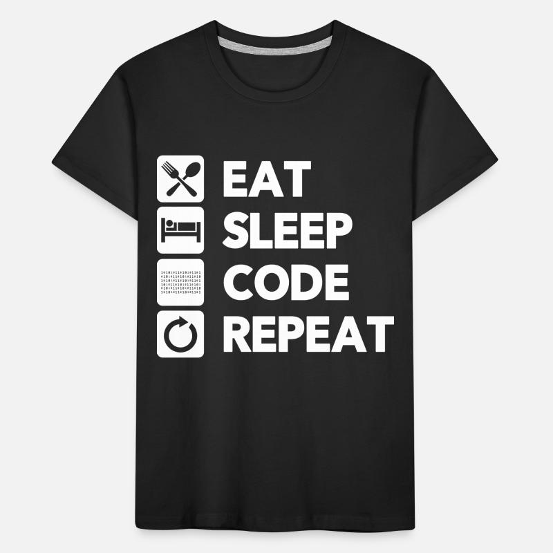 Eat Sleep Code Repeat Coder Programmer Software De Kinder Premium Bio T-Shirt