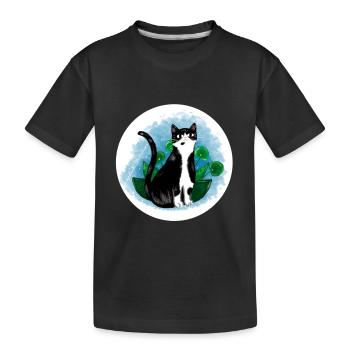 Cat in nature - Kids' Premium Organic T-Shirt - black - Front
