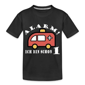 Alarm ich bin schon 1 Krankenwagen - Kinder Premium Bio T-Shirt - Schwarz - Vorne