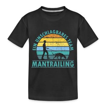 Mantrailing Team Fährtenhund Spürhund - Kinder Premium Bio T-Shirt - Schwarz - Vorne