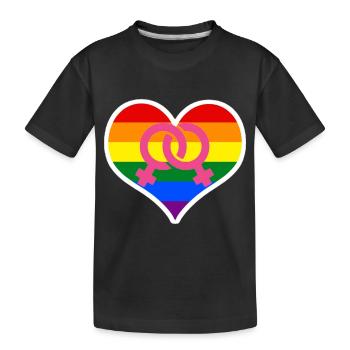 LGBT Lesbian Symbols Rainbow Heart - Kids' Premium Organic T-Shirt - black - Front