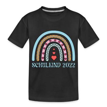 Schulkind 2022 Schulanfang Regenbogen Einschulung - Kinder Premium Bio T-Shirt - Schwarz - Vorne